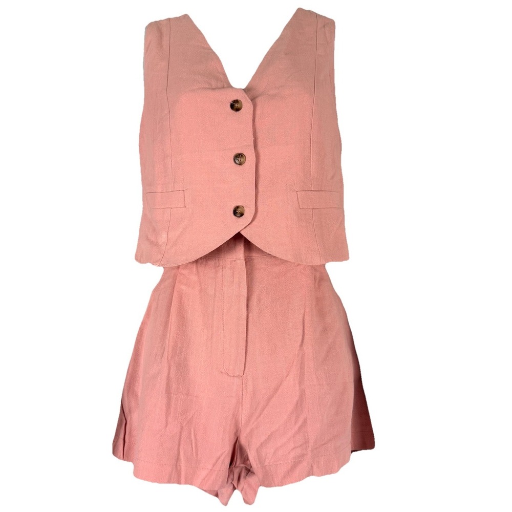 HYFVE Pink Two-Piece Linen-Look Vest and Shorts Set